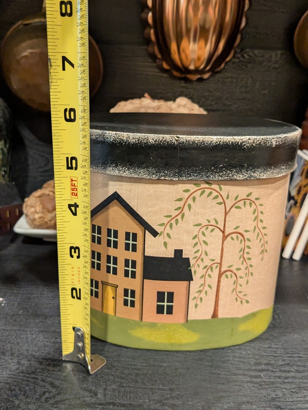 Primitive Folk Art Paper Mache Nesting Boxes Set of 3 Shaker House Willow Tree - Picture 7 of 13